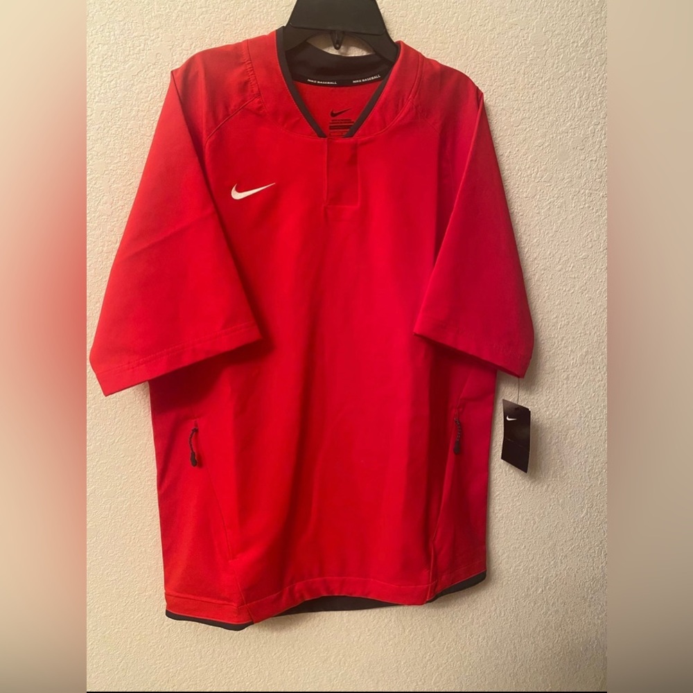 Nike Men's Baseball Batting Short Sleeve Pullover Jacket Red S